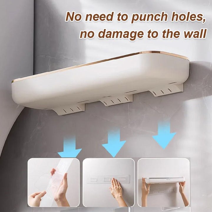 BowLift | No-Punch Wall Mounted Bathroom Storage Shelf