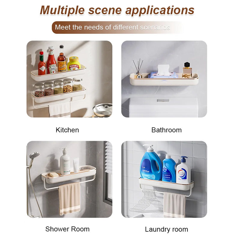 BowLift | No-Punch Wall Mounted Bathroom Storage Shelf