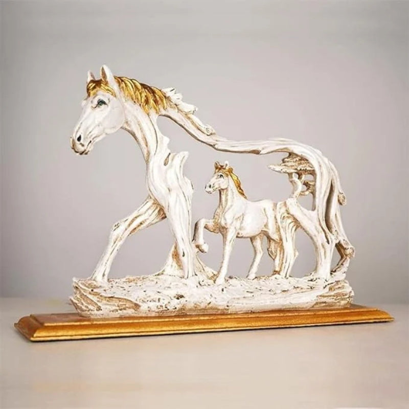 BowLift | Galloping horse statue with pony stone figure