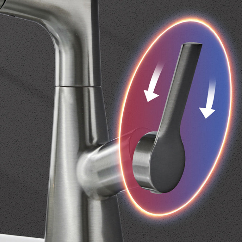BowLift | Modern Bathroom Basin Tap with Pull-Out Spray Head – 360° Swivel & Dual-Mode Water Flow