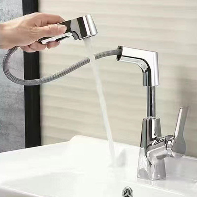 BowLift | Modern Bathroom Basin Tap with Pull-Out Spray Head – 360° Swivel & Dual-Mode Water Flow