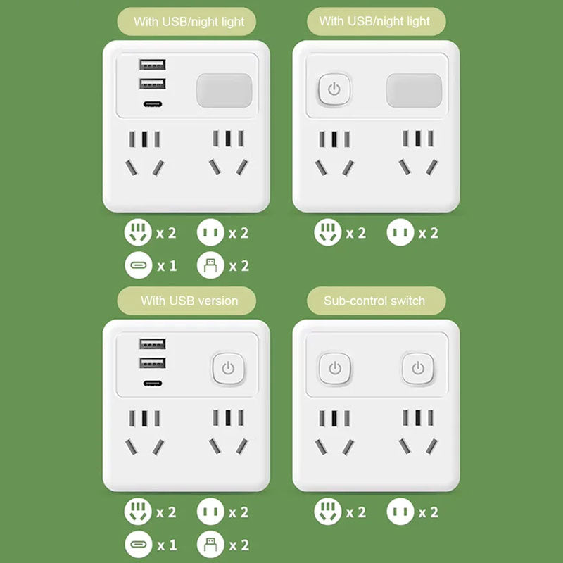 BowLift | 2-pack multifunctional socket converter with night light