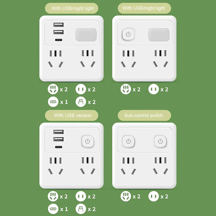 BowLift | 2-pack multifunctional socket converter with night light