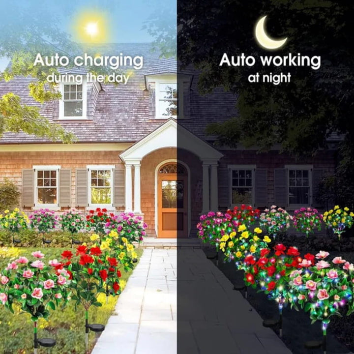 BowLift | Solar lamp with simulated azalea flower and ground stake
