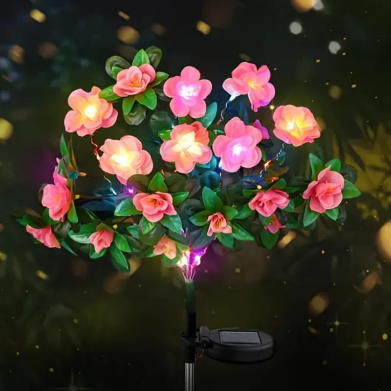 BowLift | Solar lamp with simulated azalea flower and ground stake