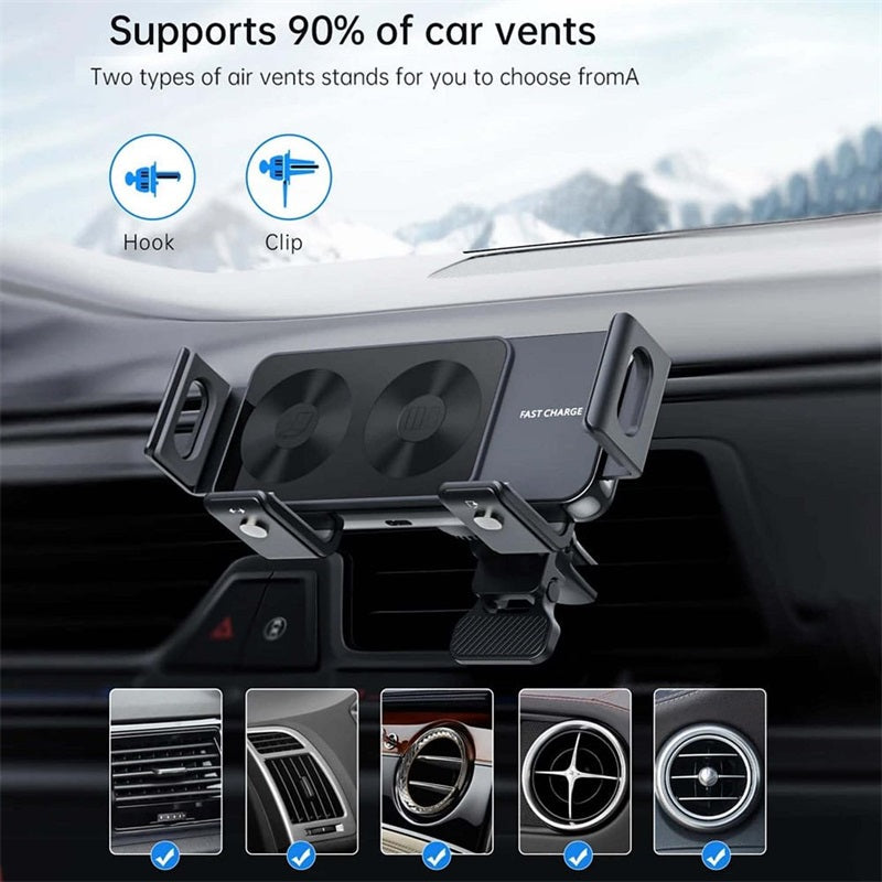 BowLift | Wireless car charger with two coils for phone mounting
