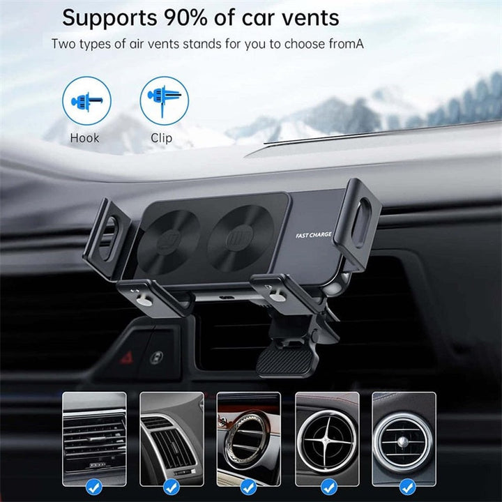 BowLift | Wireless car charger with two coils for phone mounting