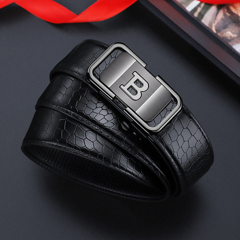 BowLift | Men's belt with crocodile pattern and automatic buckle