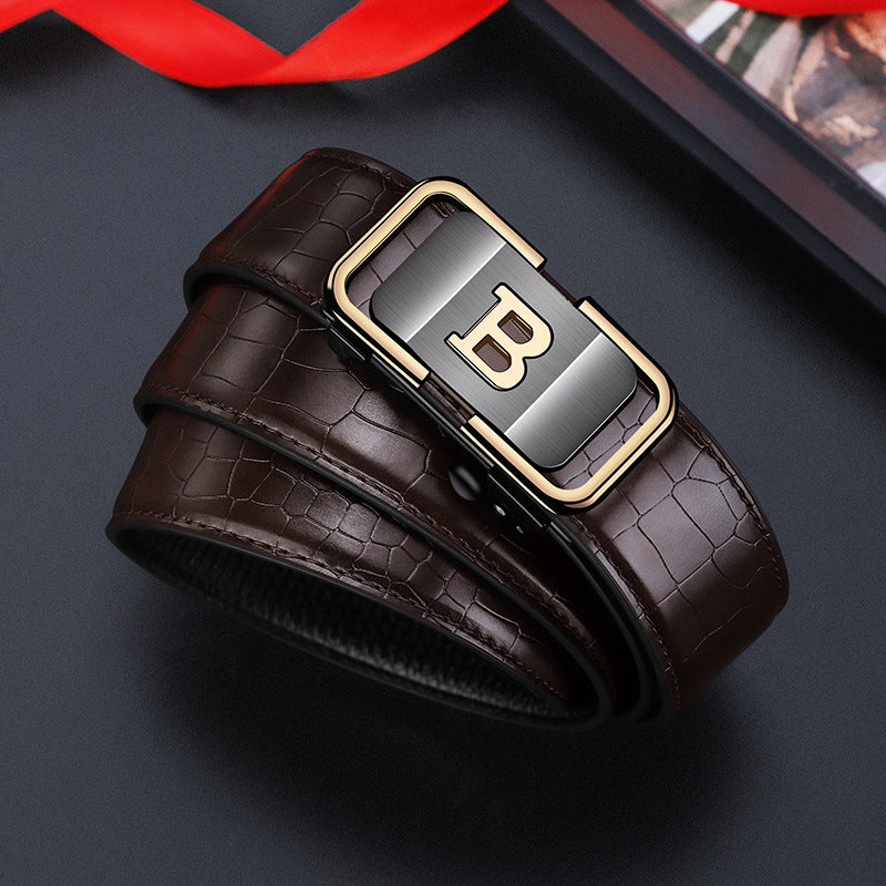 BowLift | Men's belt with crocodile pattern and automatic buckle