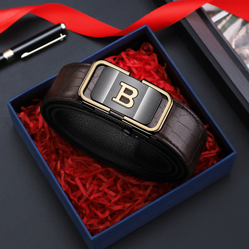 BowLift | Men's belt with crocodile pattern and automatic buckle