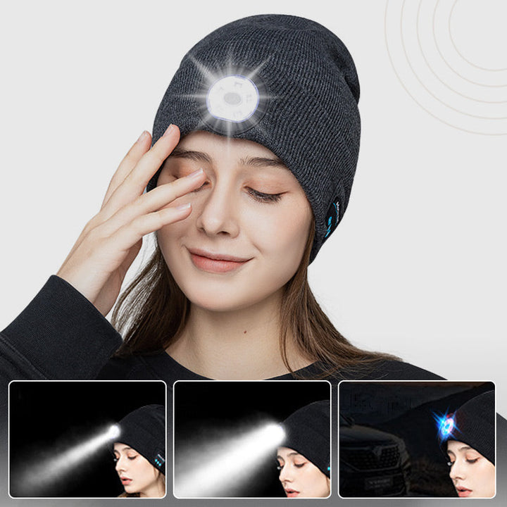BowLift | LED Headlight Removable Bluetooth Headset Knitted Beanie