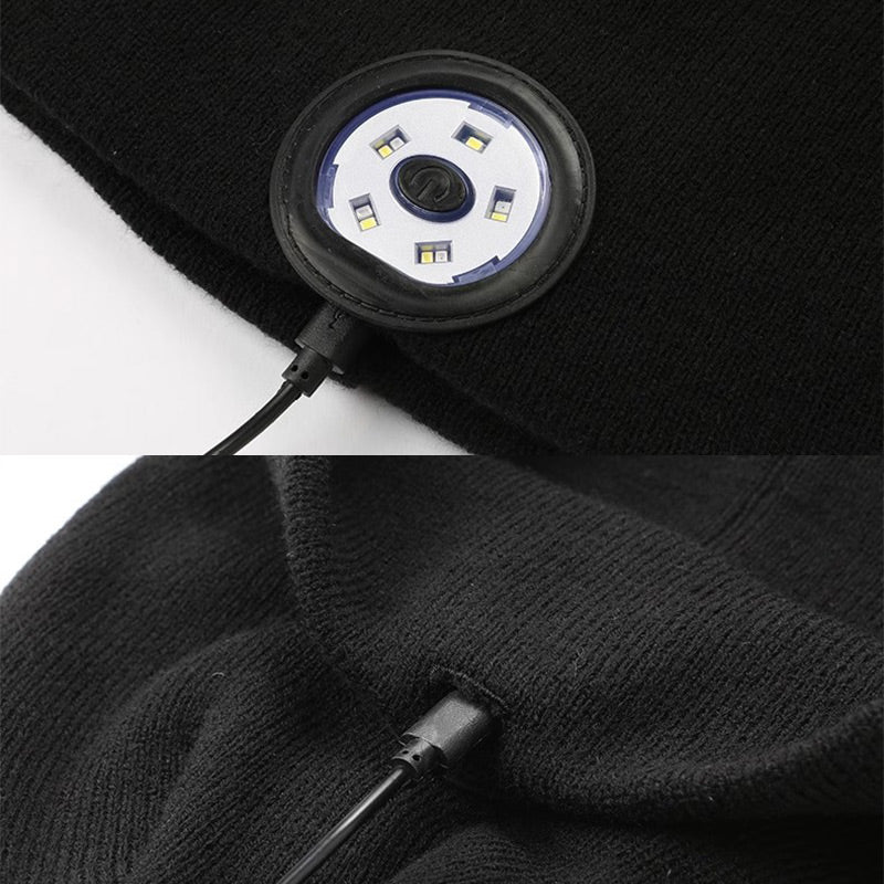 BowLift | LED Headlight Removable Bluetooth Headset Knitted Beanie
