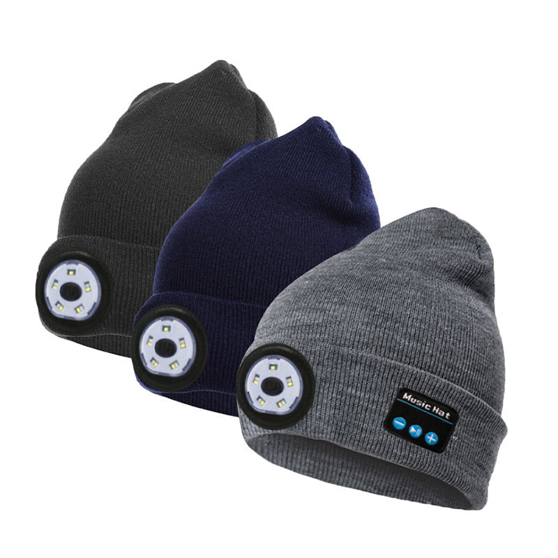 BowLift | LED Headlight Removable Bluetooth Headset Knitted Beanie