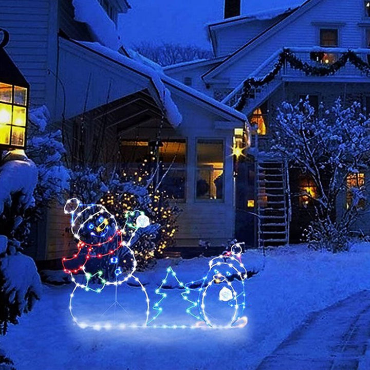BowLift | Animated LED Snowball Fight Light | Outdoor Snowman & Penguin Christmas Decor
