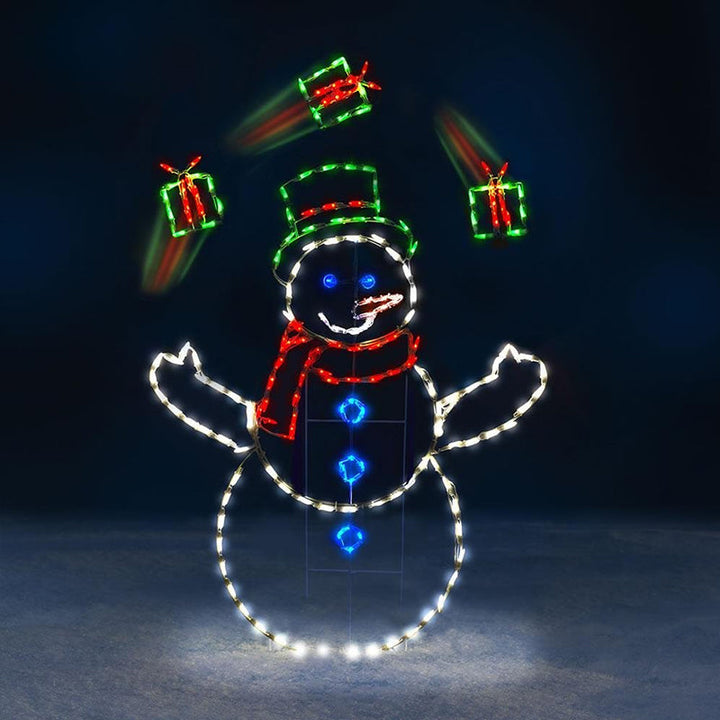 BowLift | Animated LED Snowball Fight Light | Outdoor Snowman & Penguin Christmas Decor