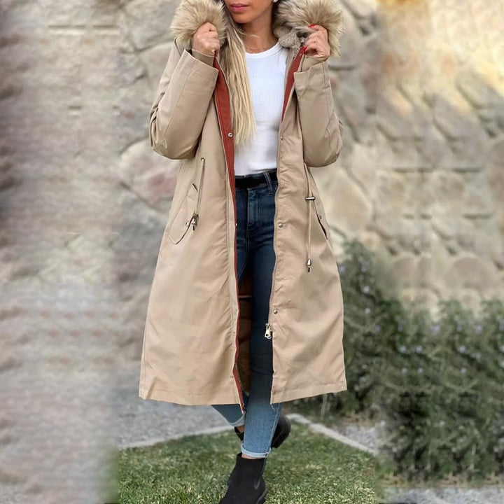 BowLift | Winter coat with hood and fur collar, casual parka for women
