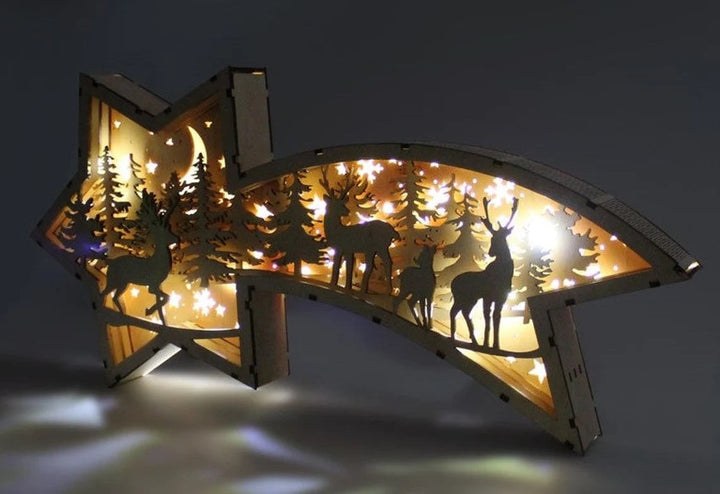 BowLift | LED Christmas decorations in wood Nativity Scene Star-shaped desk lamp