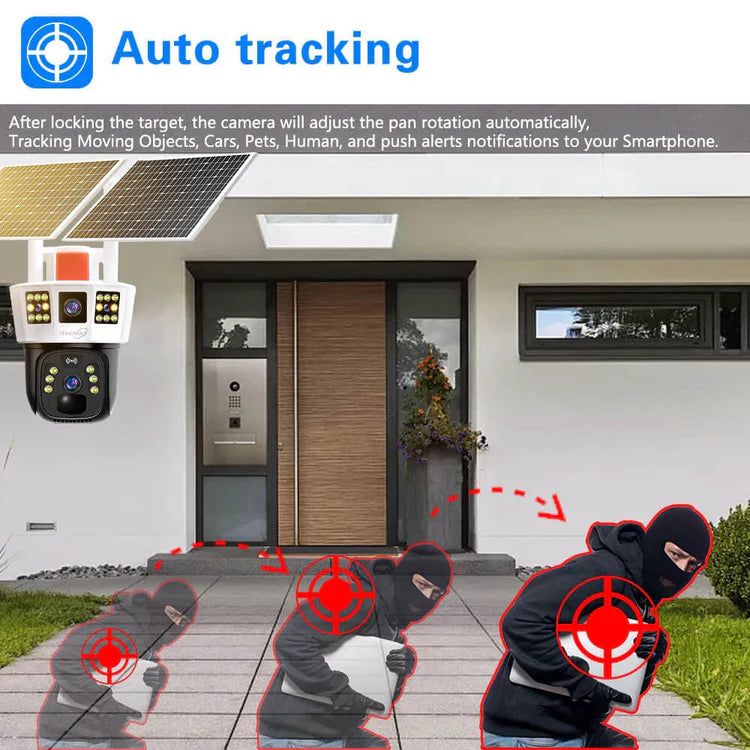 BowLift | 360° smart solar surveillance camera with three screens