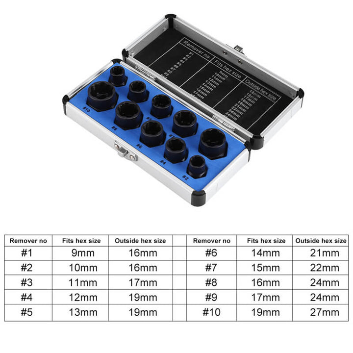 BowLift | 10 pcs. set with screw extractor for damaged screws
