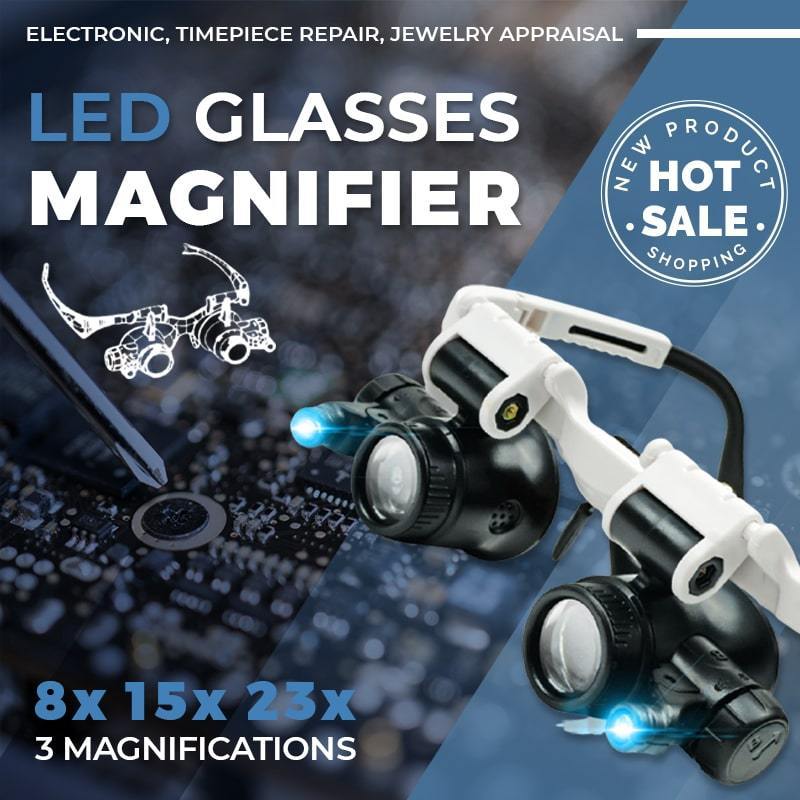 BowLift | LED glasses with magnifying lenses (8x 15x 23x)