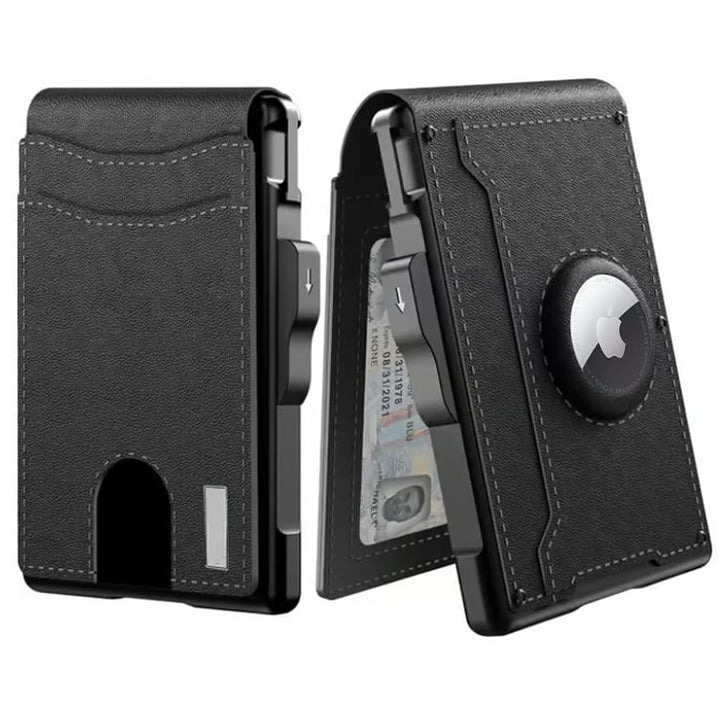 BowLift | Pop Up aluminum bag Money Clip Slim Leather Slots Credit Card Holder RFID Blocking Bifold Minimalist Wallet