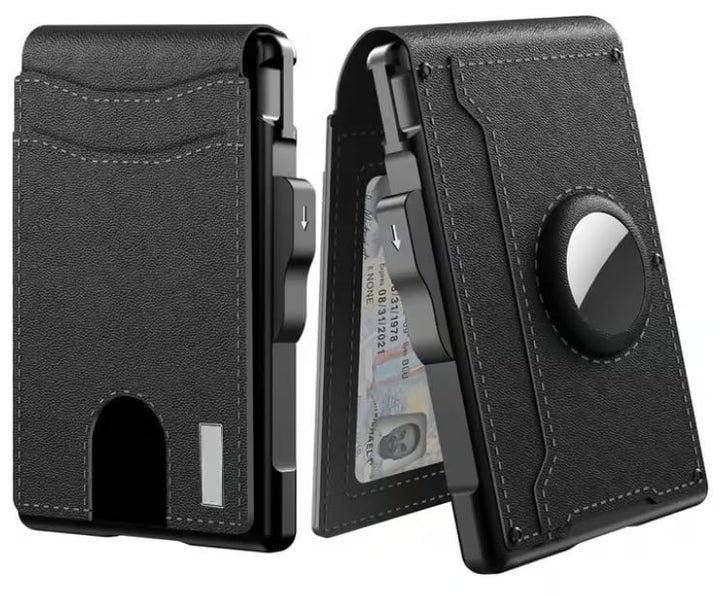 BowLift | Pop Up aluminum bag Money Clip Slim Leather Slots Credit Card Holder RFID Blocking Bifold Minimalist Wallet