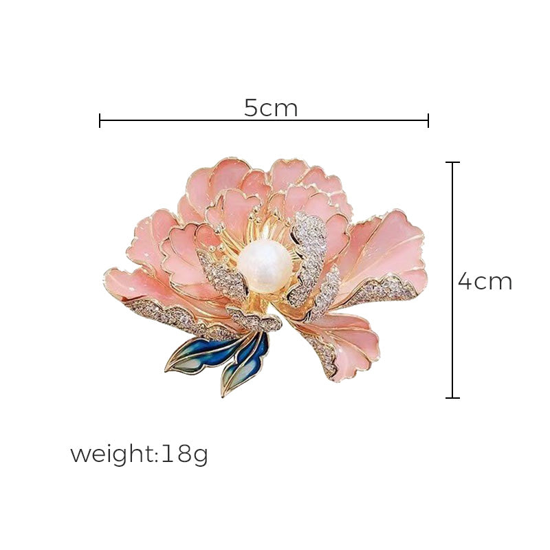 BowLift | Elegant enameled peony brooch for women