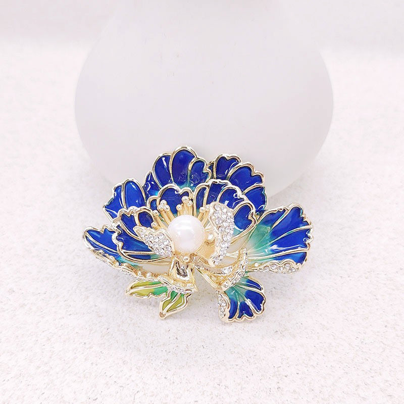 BowLift | Elegant enameled peony brooch for women