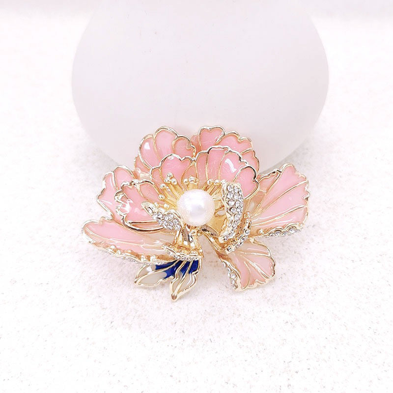 BowLift | Elegant enameled peony brooch for women