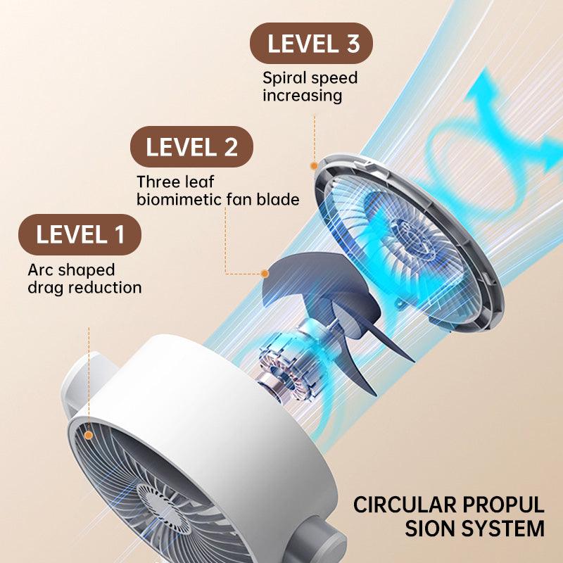 Motor stand fan, 20dB very quiet fan, 30m throw distance, 2465m³/h air volume, fan with remote control & cooling | Bowlift