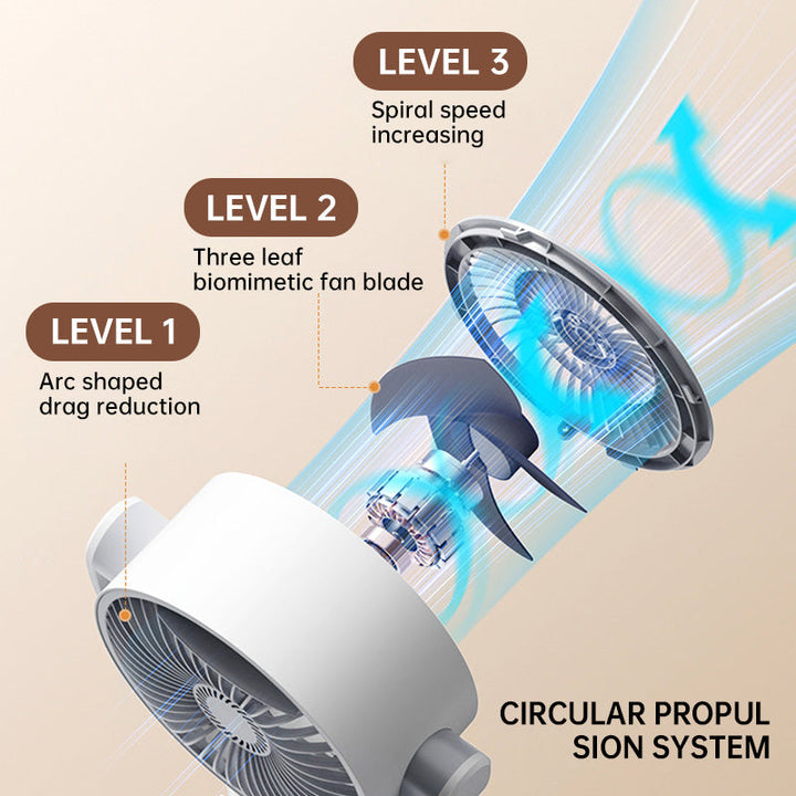Motor stand fan, 20dB very quiet fan, 30m throw distance, 2465m³/h air volume, fan with remote control & cooling | Bowlift