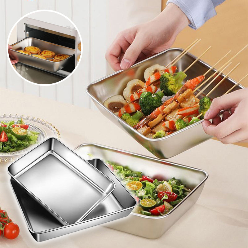 BowLift | Rectangular dinner plate in stainless steel