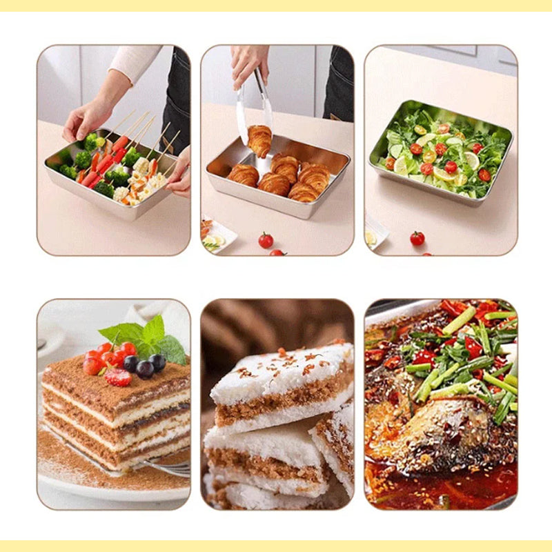 BowLift | Rectangular dinner plate in stainless steel