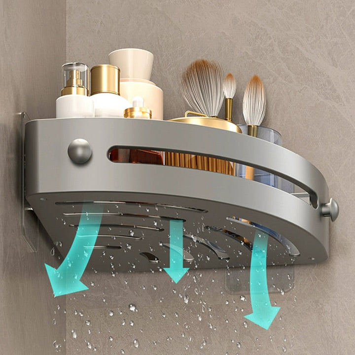BowLift | Corner shower shelf without drilling with hooks