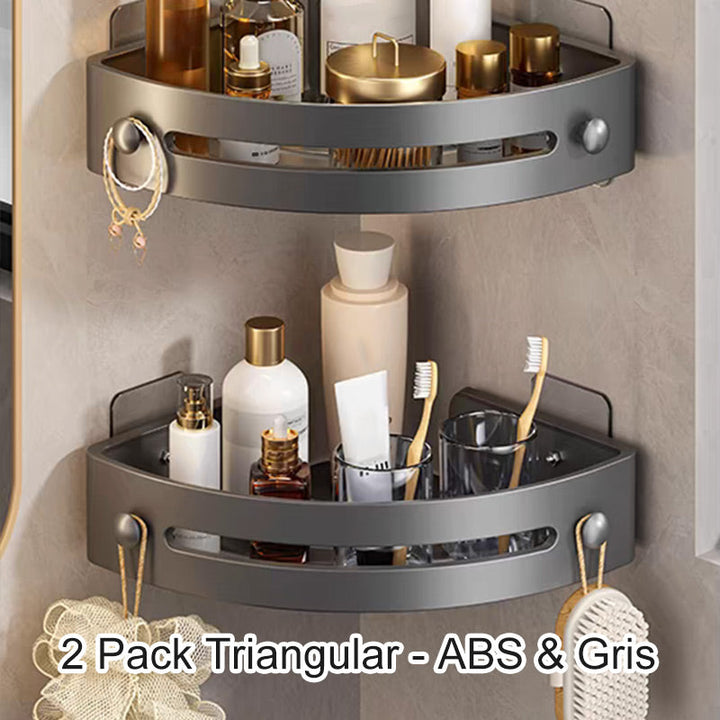 BowLift | Corner shower shelf without drilling with hooks