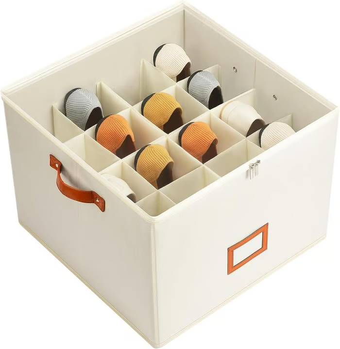 Foldable shoe box made of fabric with lid | Bowlift
