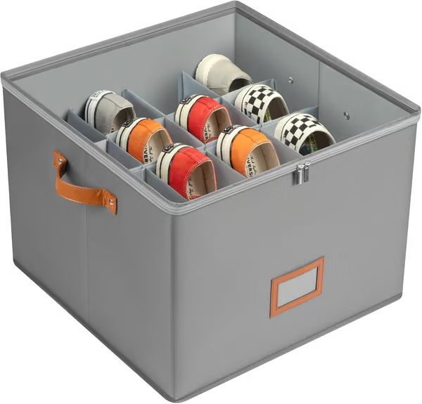 Foldable shoe box made of fabric with lid | Bowlift
