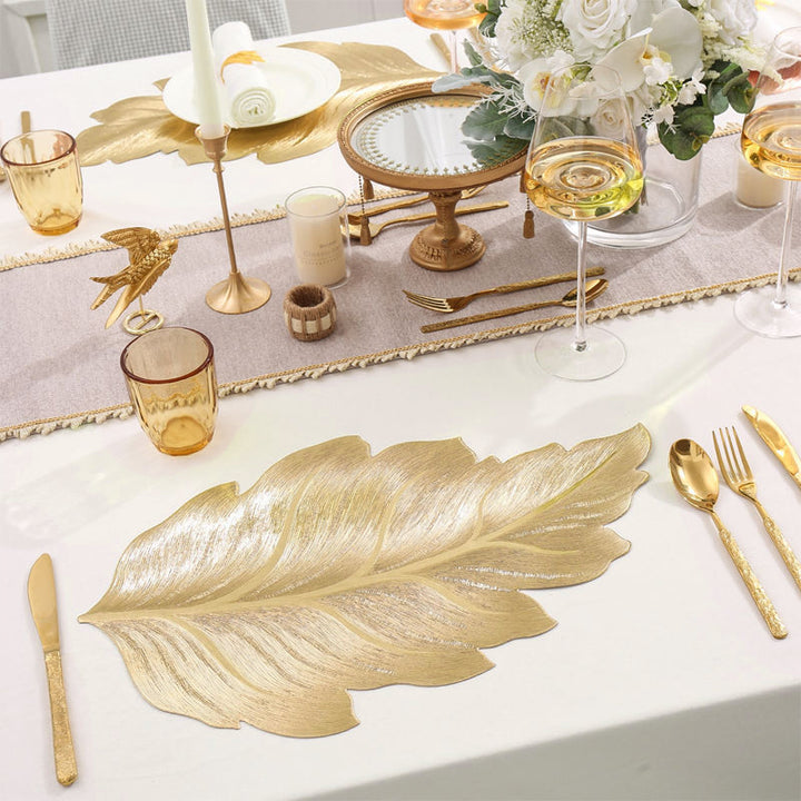 Gold Leaf Luxury Placemat – 3D Elegant Table Mat made of PVC | Bowlift