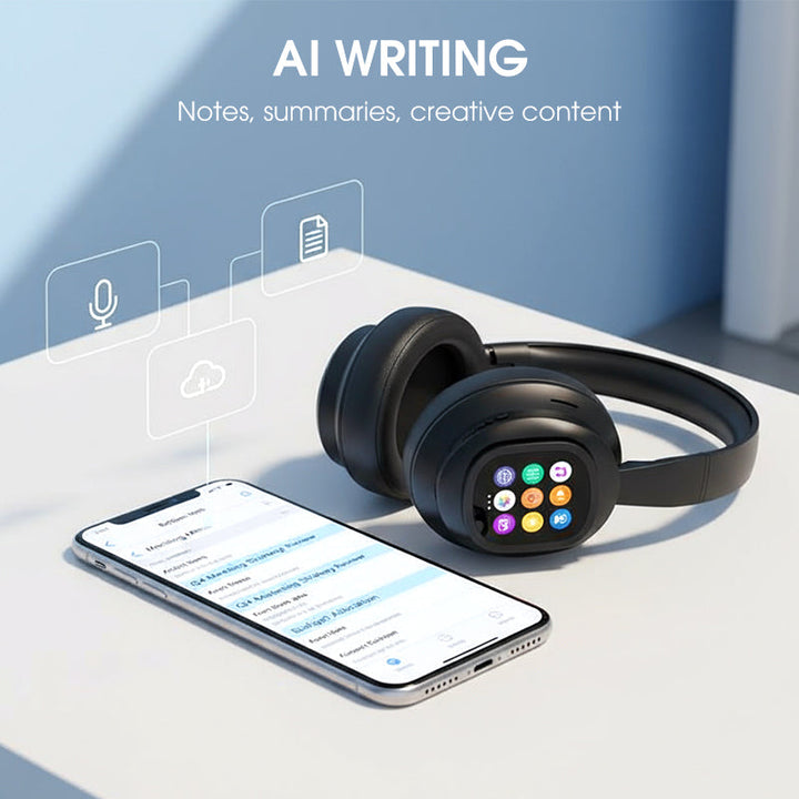BowLift | AIWave | AI Bluetooth Headphones with LCD Display Voice Control Sound Isolation for Music and Calls