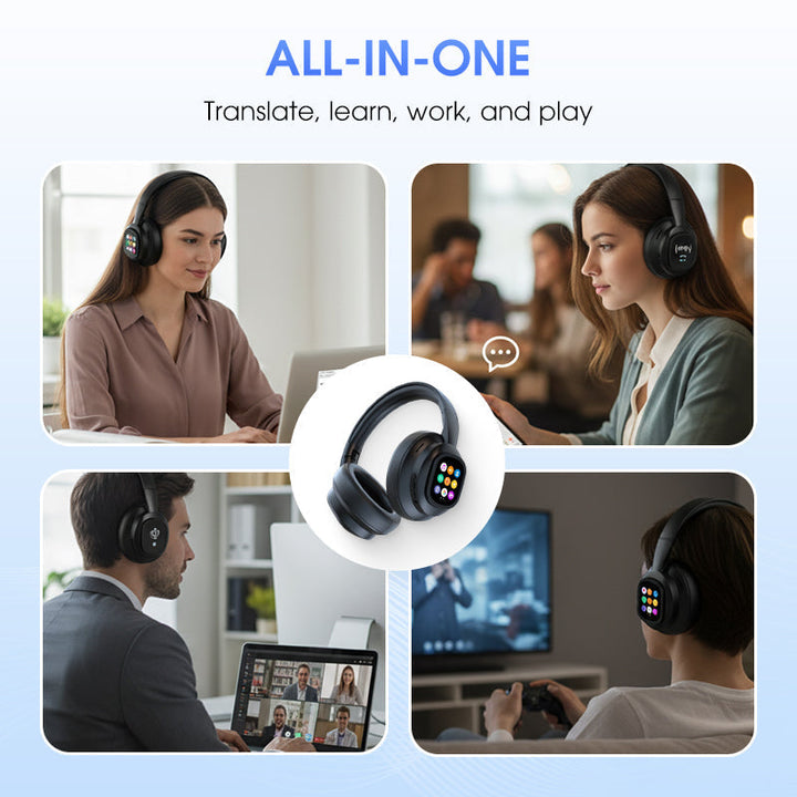 BowLift | AIWave | AI Bluetooth Headphones with LCD Display Voice Control Sound Isolation for Music and Calls