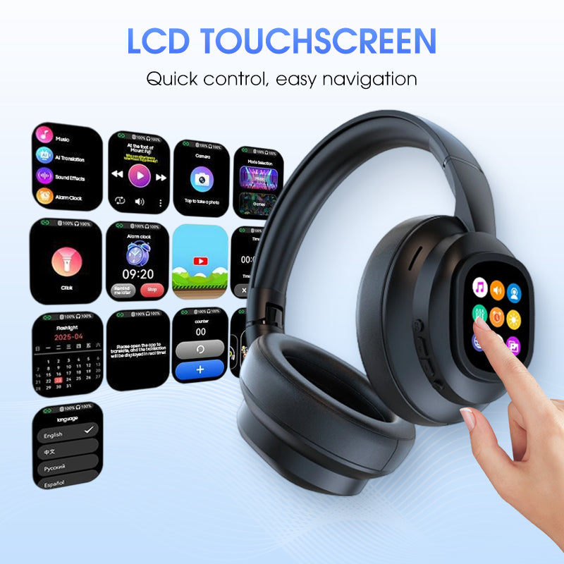 BowLift | AIWave | AI Bluetooth Headphones with LCD Display Voice Control Sound Isolation for Music and Calls