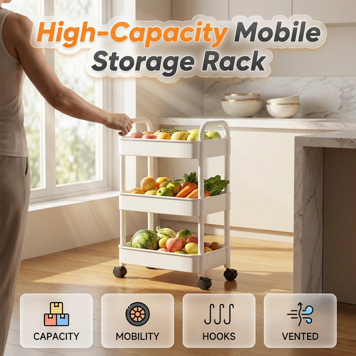 Mobile Kitchen Shelf Organizer with Wheels | Bowlift
