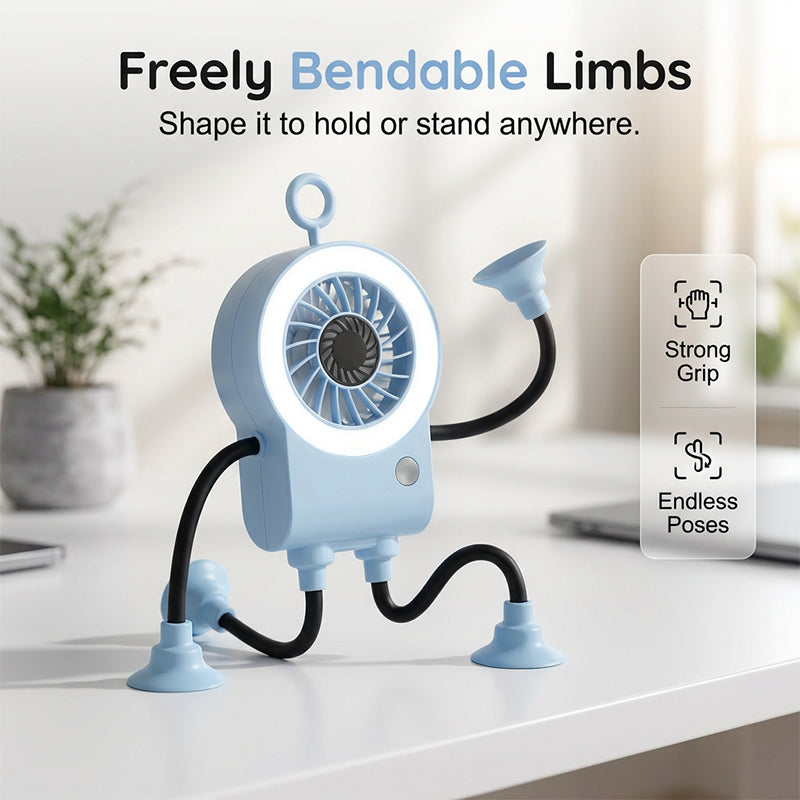 Flexible Robot Desk Fan with LED Light | Bowlift