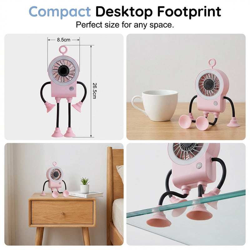 Flexible Robot Desk Fan with LED Light | Bowlift