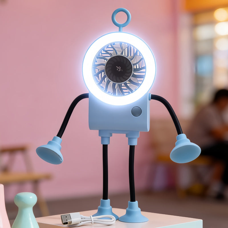 Flexible Robot Desk Fan with LED Light | Bowlift