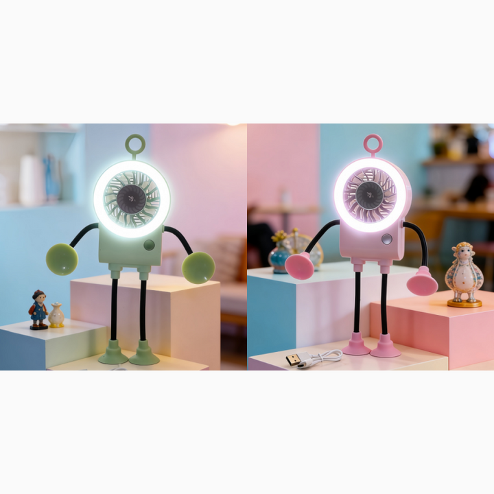 Flexible Robot Desk Fan with LED Light | Bowlift