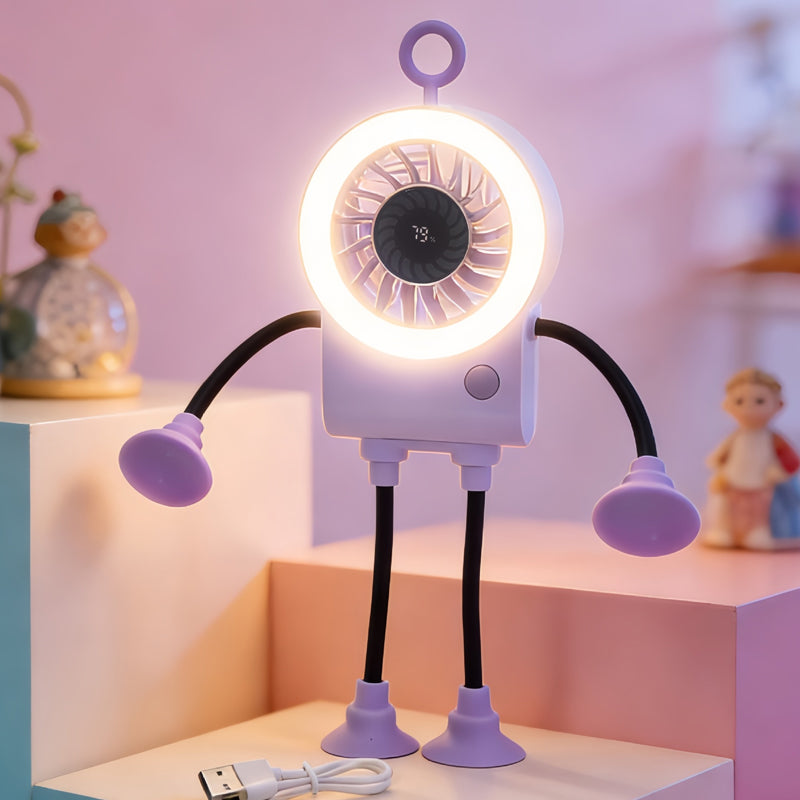 Flexible Robot Desk Fan with LED Light | Bowlift