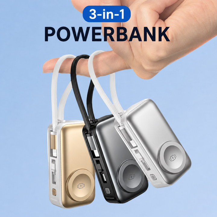 Magnetic 3-in-1 Powerbank with wireless charging | Bowlift