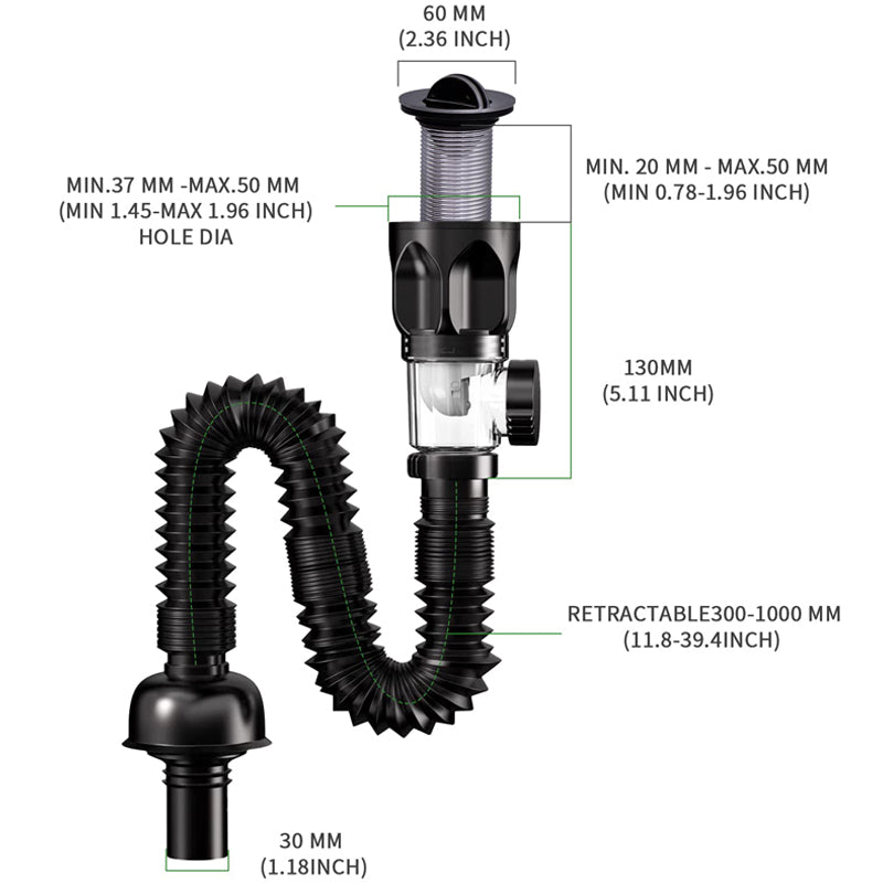 Telescope drain pipe with odor trap | Bowlift