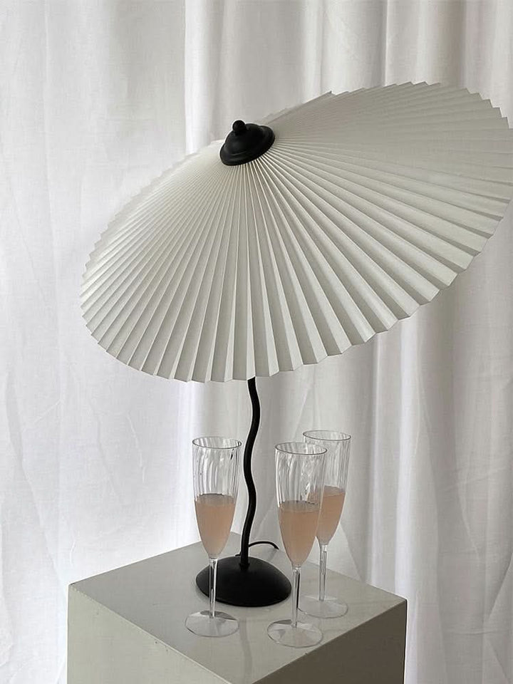 BowLift | Squiggle Umbrella Table Lamp – Modern Twirl Design with Chrome Finish